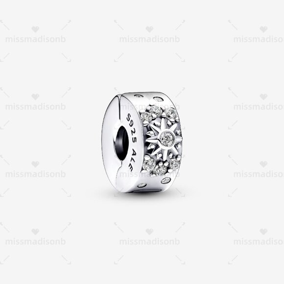 Pandora Sparkling Sun & Crescent Moon Clip Charm - Picture 1 of 5